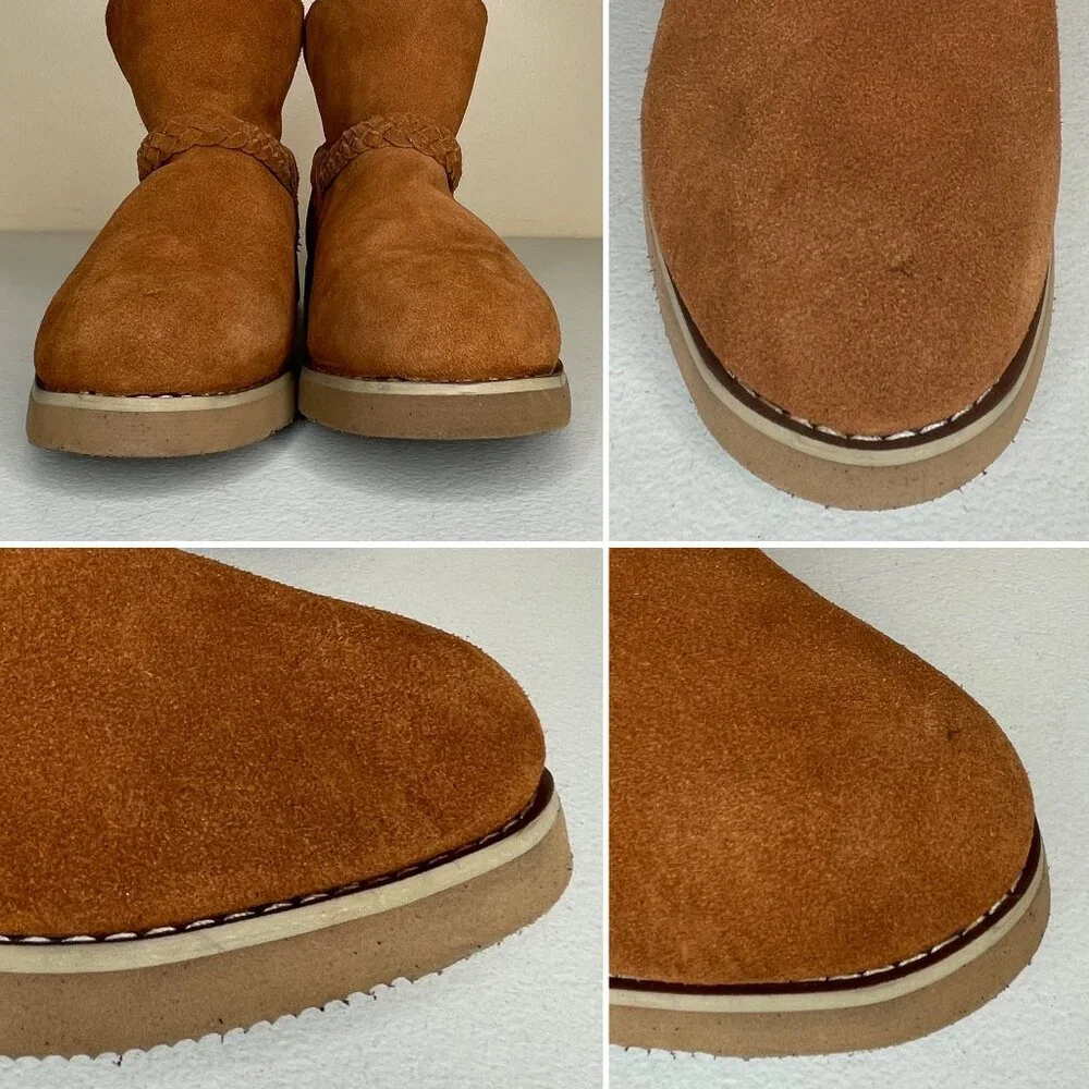 Macy's Style & Co Kaii Tan Suede Leather Faux Fur Booties Women's Size 9